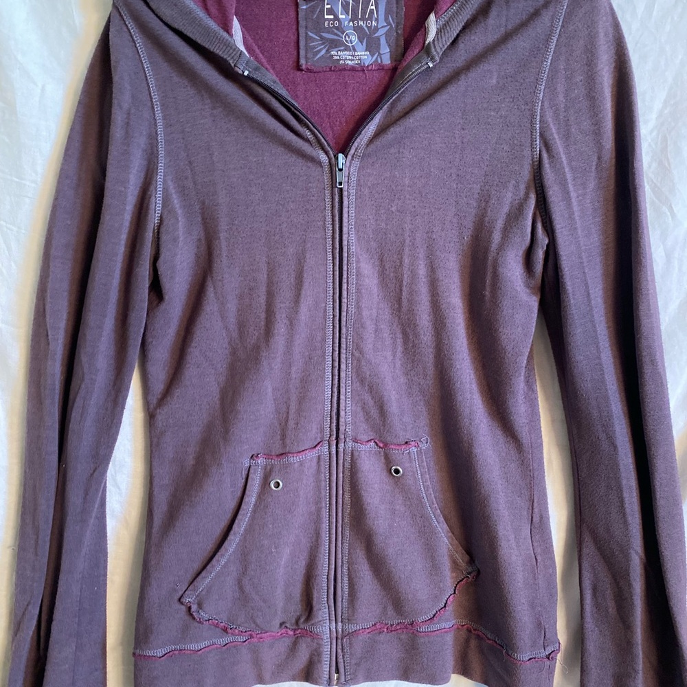 Elita Eco Fashion Bamboo Plum Full Zip Hoodie in Mauve